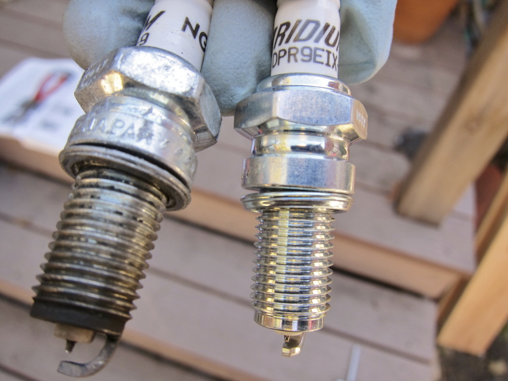 Old vs. new spark plugs